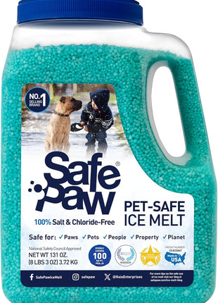 Safe Paw 2-Pack Pet-Safe Snow & Ice Melter, Salt- & Chloride-Free, 8 Lbs - Pet-Friendly Winter Maintenance Product for Driveway, Concrete, Sidewalk, and Outdoor Spaces