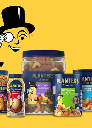 PLANTERS Honey Roasted Peanuts, Dry Roasted Peanuts, Party Snack, Plant Based Protein, After School Snack, Sweet and Salty, Salted Nuts, Sea Salt & Honey, Snacks for Adults, Kosher, 16oz Jar