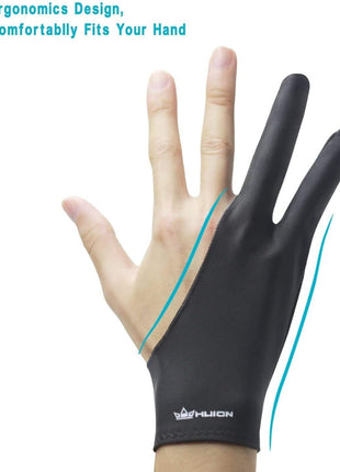 HUION Artist Drawing Glove, One Size, Left or Right Hand | Two-Finger Soft Lycra and Nylon Glove for Sketching, Inking, Coloring and Digital Drawing on Tablets, Reduces Friction