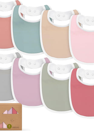 8-Pack Organic Baby Bibs for Boys, Girls - Soft Cotton Drooling and Teething Bibs for Baby Girl & Boy, Extra Absorbent, Easy To Clean & Put On for Toddler, Newborn, Infant 0-24 Months (Sweet Charm)