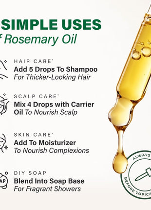 KUKKA Rosemary Essential Oils - 4 Fl Oz - for Hair, Skin, Diffuser, Aromatherapy & DIY Soap Making Scent