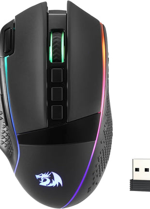 Redragon M991 Wireless Gaming Mouse, 26000 DPI 3-Mode Gamer Mice w/Rapid Fire Key, 9 Macro Buttons, Powerful Capacity and RGB Backlight for PC/Mac/Laptop, Black
