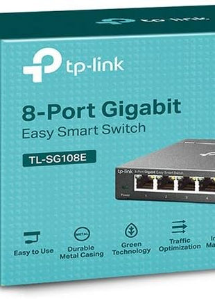 TP-Link 8 Port Gigabit Switch | Easy Smart Managed | Plug & Play | Desktop/Wall-Mount | Sturdy Metal w/ Shielded Ports | Support QoS, Vlan, IGMP and LAG (TL-SG108E)