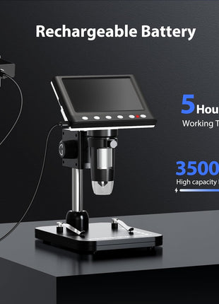 Hayve 4.3'' IPS Coin Microscope, 1000X Magnification Digital Microscope for Adults,Coin Collection Supplies with 8 Adjustable LEDs,Windows Compatible,32GB TF Card