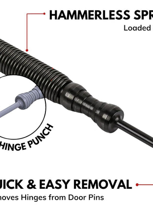 HIT Tool - Hinge Pin Removal Tool - Spring Punch - Steel Faced Hammer | Removes hinges fast without disassembly, compact one-hand design, durable metal build, made in USA, great for door repairs