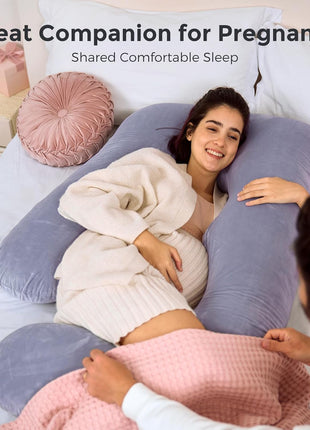 Momcozy Pregnancy Pillow for Sleeping - U Shaped Full Body Maternity Pillow | Removable Cover, Support for Back, Legs, Belly, Hips for Pregnant Women, Side Sleeper, Pregnancy Gifts & Essentials, 57 Inch