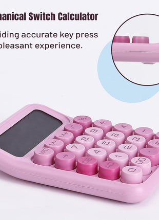 Mr. Pen Mechanical Switch Calculator - 12 Digit Large LCD Display, Pink with Big Buttons