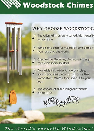 Woodstock Wind Chimes Zenergy Solo Hand Chime, Silver (7") Musically Tuned for Meditation, Yoga and Mindfulness, Bell Percussion Instrument For Teachers and Classrooms