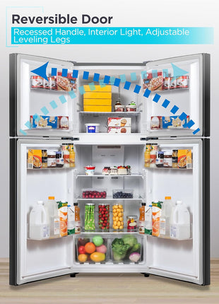 BLACK+DECKER 12.1 Cu. Ft. Top Mount Refrigerator, BR1210HB, Black | 2 Door Refrigerator with Top Freezer and Adjustable Temperature Control, Full Size for Homes and Apartments, Energy Star