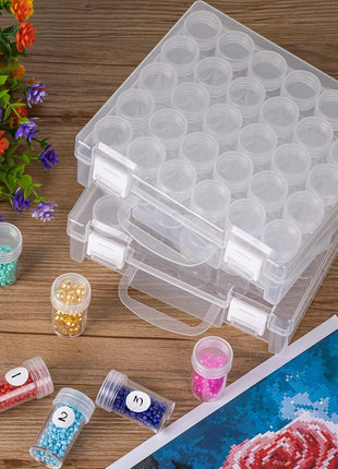 30 Slots Diamond Painting Storage Containers, Bead Organizer, Diamond Containers Diamond Painting Boxes Diamond Embroidery Box Storage Containers 30 Grids Storage Box for Beads Rhinestones (2 Pack)