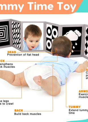 Black and White High Contrast Baby Books Flash Cards Tummy Time Mirror Toys Newborn Toys 0 6 Months Brain Development Infant Stimulating Sensory Toy 0-3 3-6 2 4 5 Month Old Essential