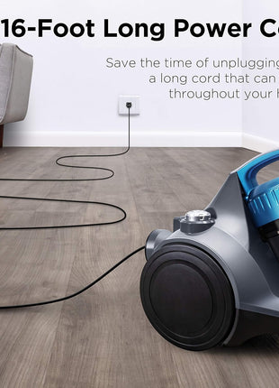 Eureka WhirlWind Bagless Canister 2.5L Vacuum Cleaner, Lightweight Vac for Carpets and Hard Floors, NEN110A, Blue