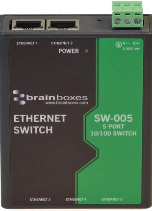 Brainboxes Switch - 5 Ports - DIN Rail mountable (SW-005)