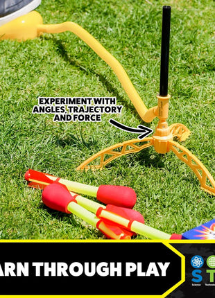 Stomp Rocket Ultra, High-Flying Rocket Launcher for Kids, 4 Rockets | Fun Outdoor Toys for Boys & Girls, Ages 5 & Up - Soft Foam Tipped Blaster Set Soars Up to 200ft - STEM Toys for Outside Play