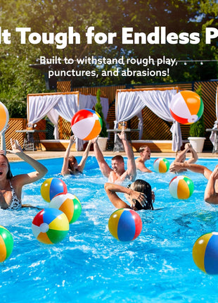 JOYIN 12-Pack 12" Beach Balls - Bulk Classic Beachball Inflatable Swimming Pool Toys for Games Adults Kids Birthday Party Supplies Combo Set, Rainbow Color Blow Up Luau Decorations Favors Gifts (12")
