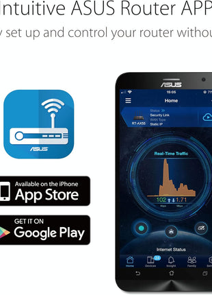 ASUS RT-AX1800S Dual Band WiFi 6 Extendable Router, Subscription-Free Network Security, Parental Control, Built-in VPN, AiMesh Compatible, Gaming & Streaming, Smart Home