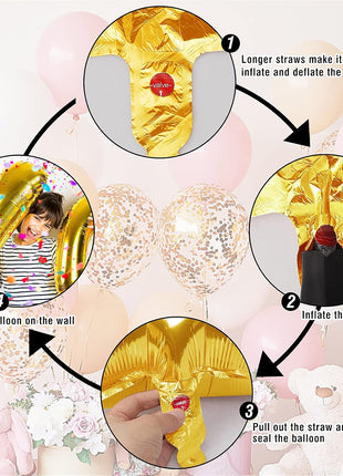 40 Inch Gold Number 3 Balloon, 3rd Birthday Decoration Boys Girls | Large Self Inflating Number Balloons, Mylar Foil Helium Balloon for Women Men Party Anniversary Supplies Reusable