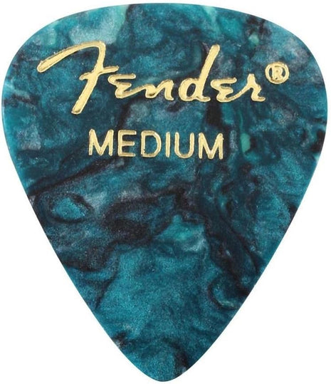 Fender Premium Celluloid Guitar Picks, Stocking Stuffers, Guitar Accessories, 351 Shape, Ocean Turquoise, Guitar Picks Medium, Pack of 12