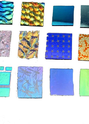 Assorted Fusible Dichroic Glass on Black & Clear Backing - COE 90-2 Oz.
