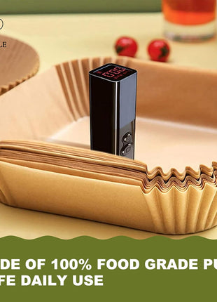 Large Air Fryer Disposable Paper Liners Square 9 Inch, 125 Pcs Parchment paper liner for 5-8QT Air fryer, Oil-proof, Water-proof, Parchment Baking Paper for Baking Roasting Microwave