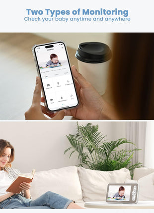 ieGeek 2K Split-Screen Baby Monitor, 5inch Audio Baby Monitor with 2 Cameras, WiFi Smartphone Video Dual Camera, Night Vision, Motion & Cry Detection, Two Way Talk Temper &Humidity Sensor