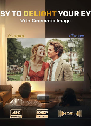 Aurzen EAZZE D1 Smart Projector with WiFi and Bluetooth, Netflix-Officially-Licensed, Auto Focus & Keystone, DoIby Audio, Zoom, Native 1080P Movie, Portable Outdoor Mini Projector, White