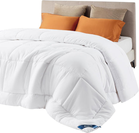 Bedsure Comforter Duvet Insert   Quilted Comforters Queen Size, All Season Duvet, Down Alternative Bedding, with 8 Tabs, Gifts for Women/Men, White, Queen 88 x 88 Inches