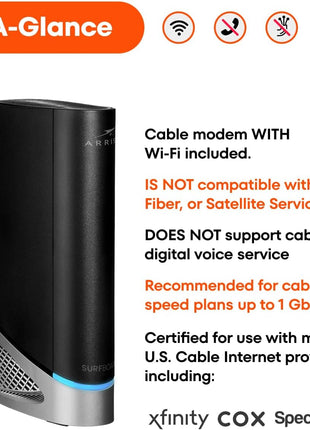 ARRIS Surfboard G54 DOCSIS 3.1 Multi-Gig Modem & Wi-Fi 7 Router | BE18000
