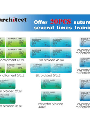 Medarchitect Suture Practice Complete Kit (30 Pieces) for Medical Student Suture Training, Include Upgrade Suture Pad with 14 Pre-Cut Wounds, Suture Tools, Suture Thread & Needle