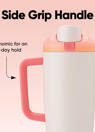 Owala FreeSip Tumbler - Stainless Steel-40-oz.-Orange/Tan(Sparkling Sherbet)