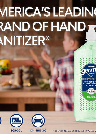 Germ-X Advanced Hand Sanitizer with Aloe and Vitamin E, 1 Liter, Less Drying Moisturizing Gel, No Rinse Formula, Pump Bottle