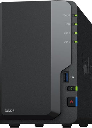 Synology DS223 Home & Office Backup Hub - Centralize Files, Protect Data & Monitor Property (2-Bay Diskless NAS)