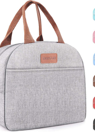 Lunch Bag for Women & Men Adult Insulated Lunch Box, Small Leakproof Cooler Food Lunch Containers Reusable High Capacity Lunch Tote Bags for Work, Travel, Outdoor (Grey)