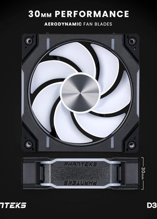 Phanteks D30 120mm Reverse Airflow ARGB PWM PC Fan, Daisy-Chain, Black