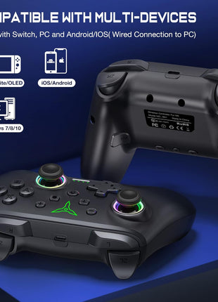 Switch Controller, Wireless Switch Controller Compatible with Switch Controller/Swicth 2/Switch Lite/OLED, Wireless Switch Controllers Work with iOS/Android/PC with RGB Light, Programmable, TURBO & Wakeup