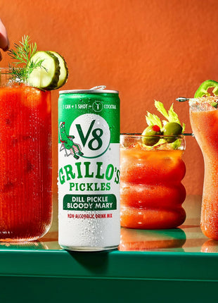 V8 Grillo's Pickles Dill Pickle Bloody Mary Mix, 8 fl oz Can (6 Pack)