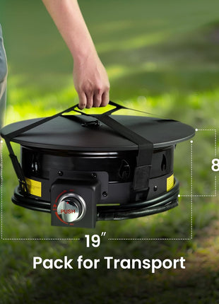 Ciays Large Propane Fire Pit 19 Inch, Gas Fire Pit with Grill Grate, Folding Legs, Hose Hooks, Propane Tank Holder, Cover & Carry Strap, Portable Outdoor Fire Pit for Camping, 58,000 BTU