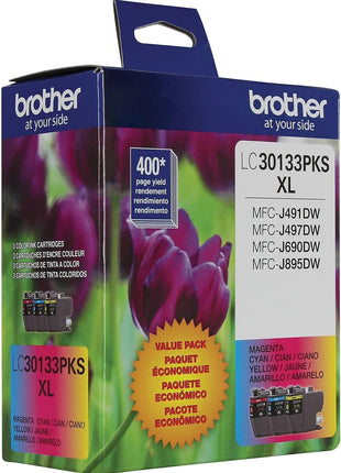 Brother High-yield Color Printer Ink Cartridges LC3013 3-Pack for Work Smart Series - Professional Grade Ink for MFC-J491DW, J497DW, J690DW, J895DW - Up to 400 Pages per Cartridge
