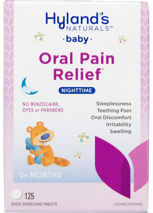 Hyland's Baby Nighttime Oral Pain Relief Tablets - 125-Count, Up to 62 Doses - Baby and Toddler Soothing Tablets with Chamomile for Discomfort, Irritability & Swelling