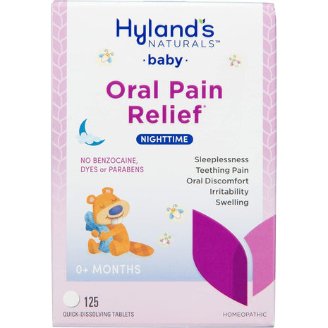 Hyland's Baby Nighttime Oral Pain Relief Tablets - 125-Count, Up to 62 Doses - Baby and Toddler Soothing Tablets with Chamomile for Discomfort, Irritability & Swelling