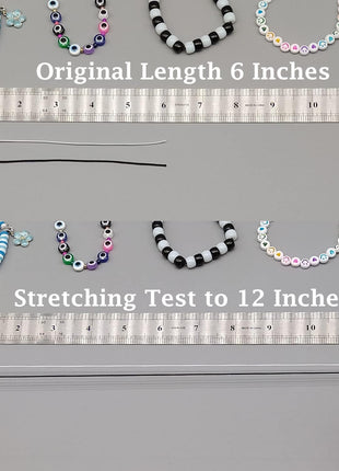 Stretchy String for Bracelets, 4 Rolls 1 mm Sturdy Elastic String Elastic Cord for Jewelry Making, Necklaces, Beading (2 Black+ 2 White)