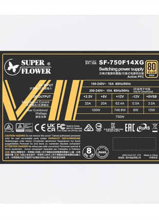 Super Flower Leadex VII XG 850W 80+ Gold White, Cybenetics Platinum, Full Modular, ATX 3.1 & PCIe 5.1,12VHPWR Cable (2x8pin-16pin Native Cables), Power Supply, FDB Fan, SF-850F14XG, White Version