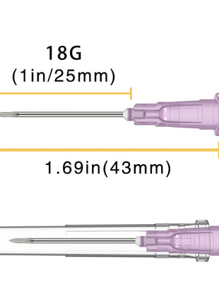 18 Gauge 1 Inch Needle (100Pack),Luer Lock Industrial Accessories Needles,Individually Wrapped