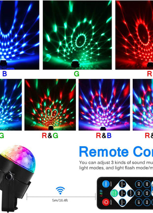 Party Disco Ball Dj Dance Lights Disco Strobe Rave Sound Activated Projector Effect Stage Light Remote Control for Birthday Xmas Wedding Bar Kids Christmas Glow Party