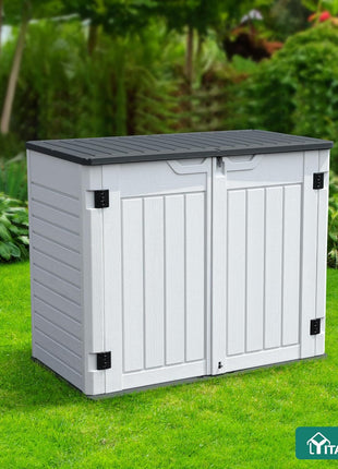 YITAHOME 59 Cuft Outdoor Tall Storage Shed, Waterproof Vertical Resin Shed for Garden, Garage, Patio, Lockable Tool Storage, No Shelves Included, Light Gray