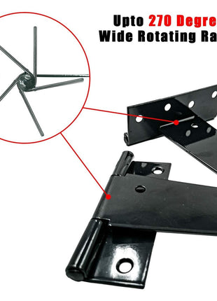 HLMOptimo Heavy Duty T Hinge Tee Hinge T Strap Hinge Shed Hinge Gate Hinge Barn Hinge Fence Hinge Door Hinge Wrought Rustproof All Size Black (6 pcs, 6 inch