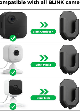 3 Pack Blink Camera No Drill No Screws Wall Mount Bracket for Blink Outdoor 4/Outdoor 2K+/Mini /Mini 2K+ /Indoor Camera, HBV Adhesive Mount