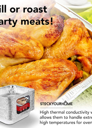 Stock Your Home Aluminum Pans 9x13 Disposable Foil Pans (30 Pack) - Half Size Steam Table Deep Trays - Tin Foil Pans Great for Cooking, Heating, Storing, Prepping Food