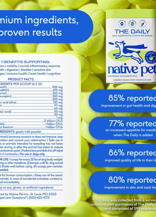Native Pet Pack Leaders Bundle - Daily Dog Multivitamin (7 oz.) & Omega Oil for Dogs (8 oz.) - Omega 3 Fish Oil for Healthy Skin, Shiny Coat, & Strong Joints & Daily Multivitamin for Pups