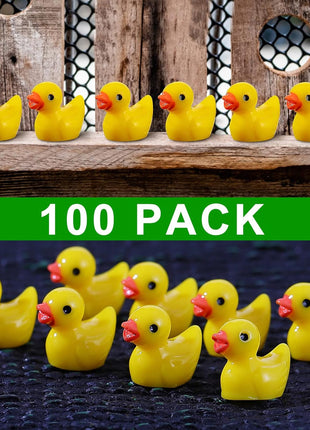 EKisemio100 Pcs Mini Resin Ducks Bulk,Tiny Yellow Duck for Hiding & Decor | 0.6in Little Ducks, Bright Yellow Resin Design, for Fairy Garden,Dollhouse,Potted Plant,DIY Kit and Miniature Decorations